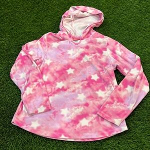 Girls lightweight fleece hoodie pajama top and matching shorts set